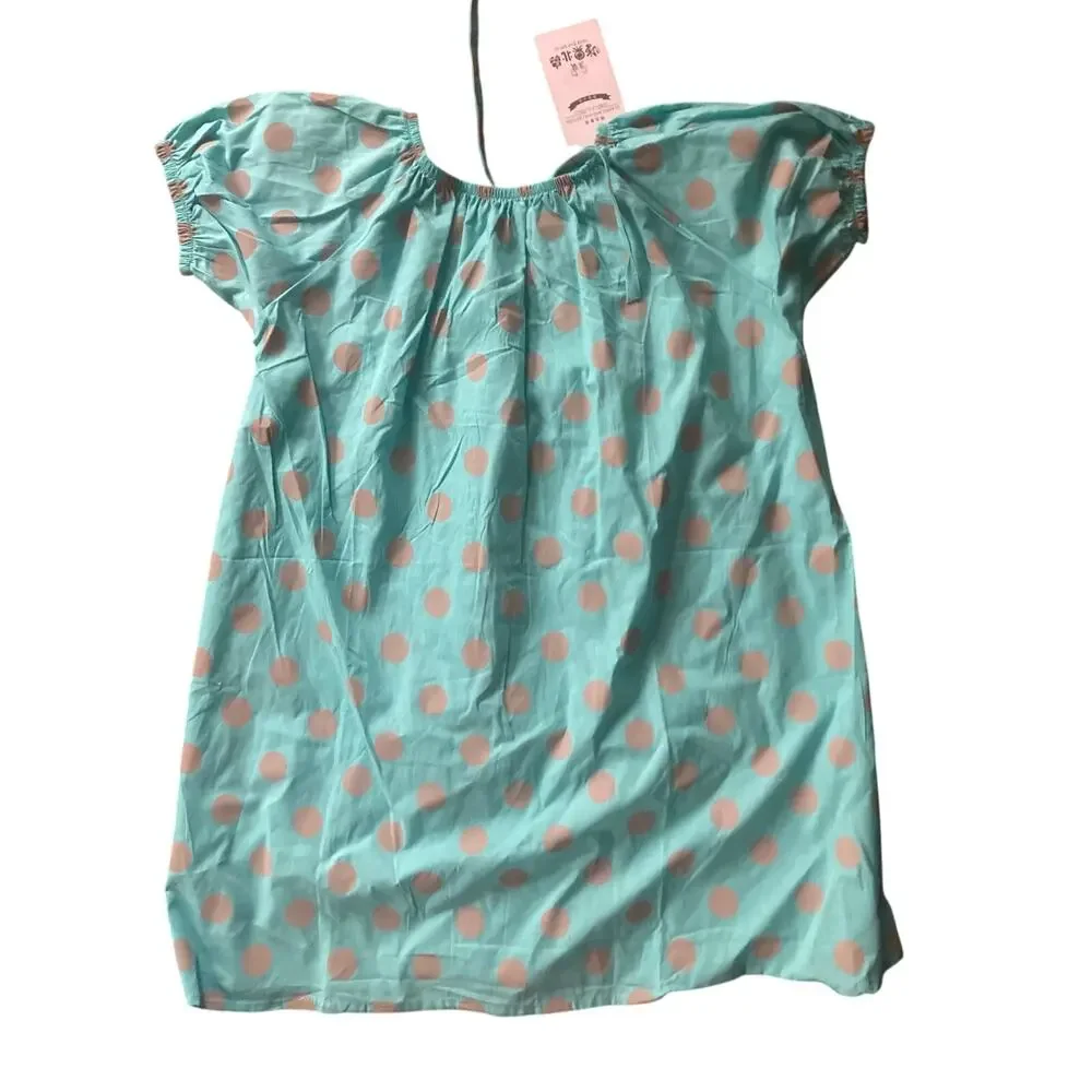 Girls Size 7 Cotton Dress Lot Lands’ End Blue Bandana Dress + NWT Polka Dot